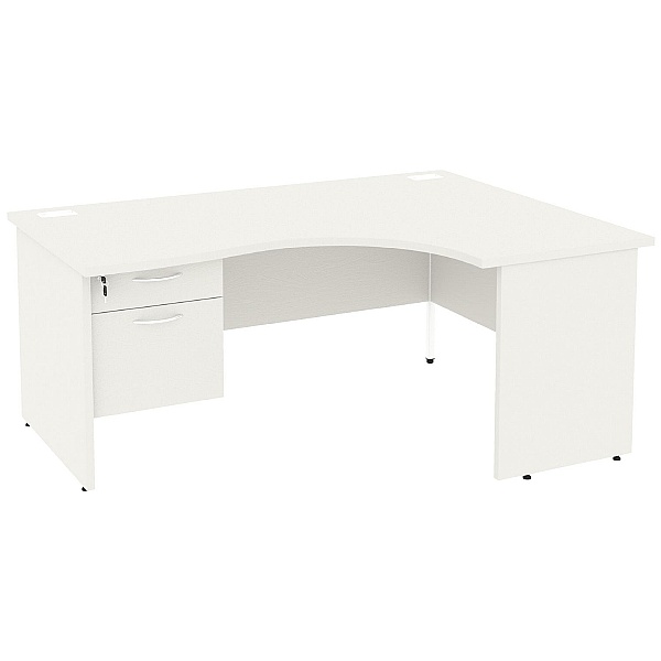 Next Day Vogue White Ergonomic Panel End Desks With Single Fixed Pedestal