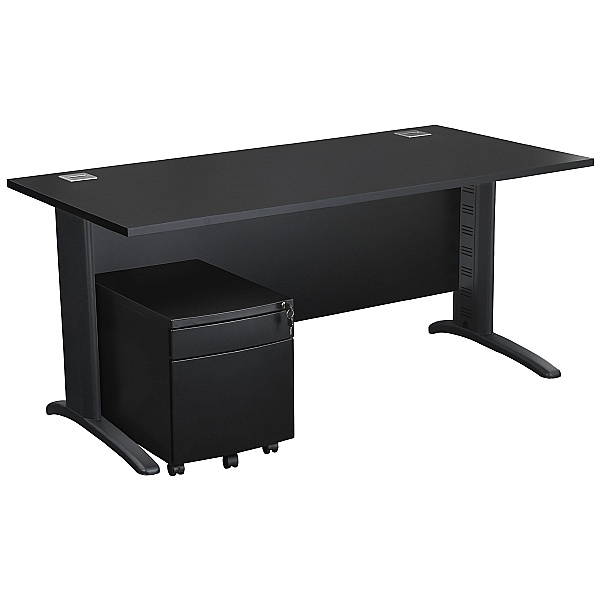 Next Day Karbon K5 IT Desks With Metal Low Mobile Pedestal