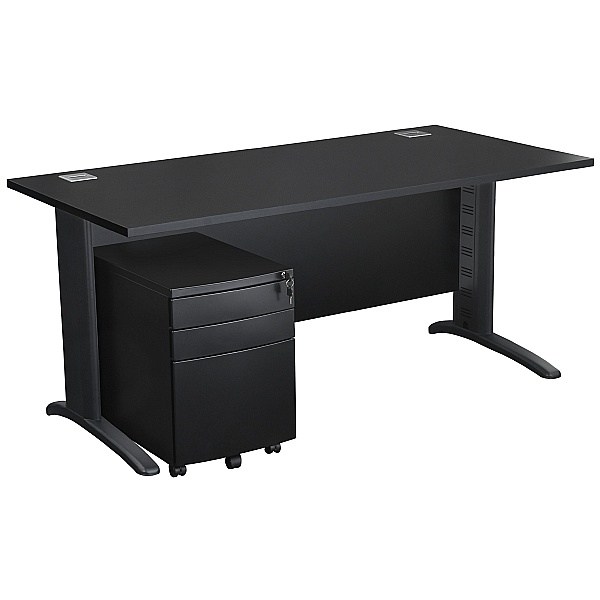 Next Day Karbon K5 IT Desks With 3 Drawer Mobile Metal Pedestal