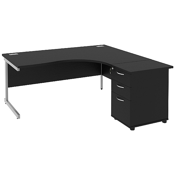 Next Day Eclipse Black Ergonomic Cantilever Desks With Desk High Pedestal