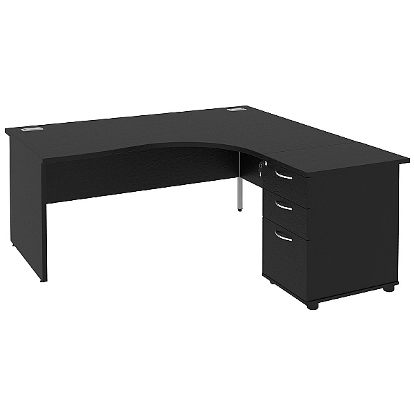 Next Day Eclipse Black Ergonomic Panel End Desks With Desk High Pedestal