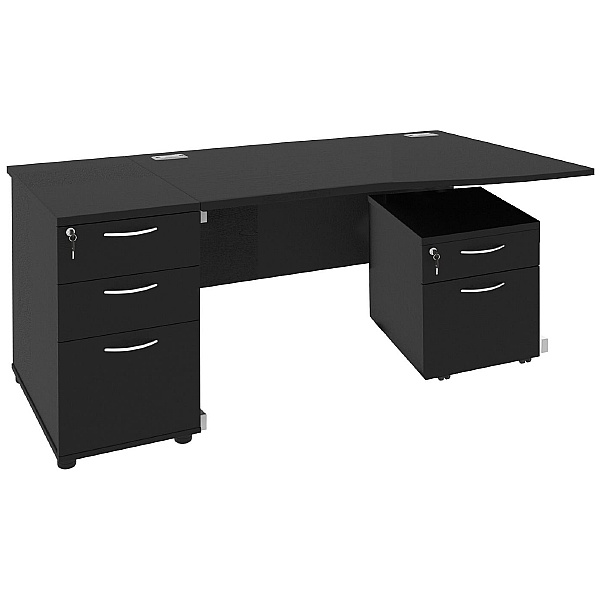 Next Day Eclipse Black Wave Cantilever Desks With Desk High & Mobile Pedestal