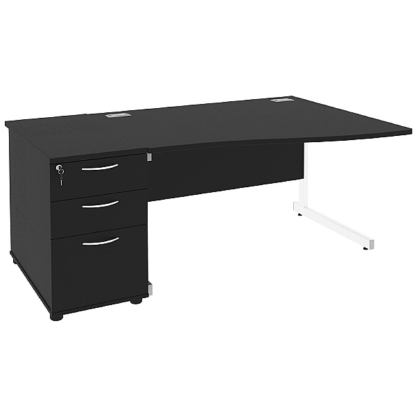 Next Day Eclipse Black Wave Cantilever Desks With Desk High Pedestal