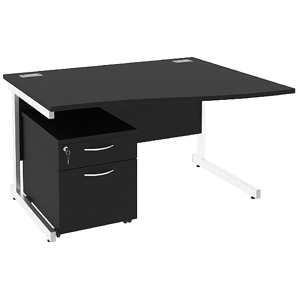 Next Day Eclipse Black Wave Cantilever Desks With Mobile Pedestal