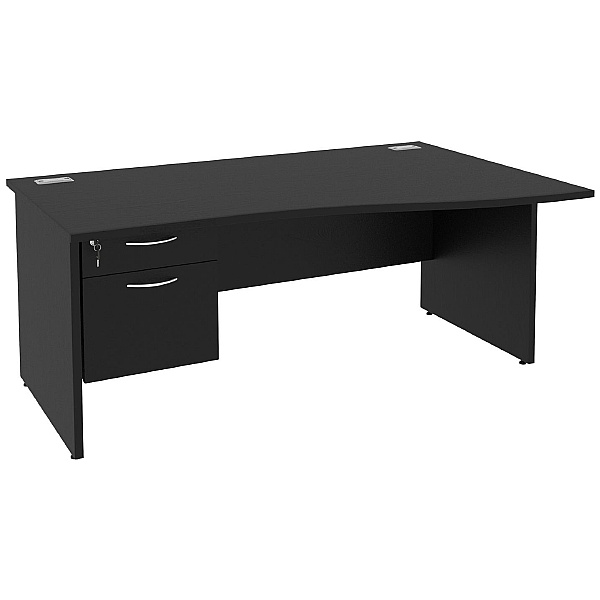 Next Day Eclipse Black Wave Panel End Desks With Single Fixed Pedestal