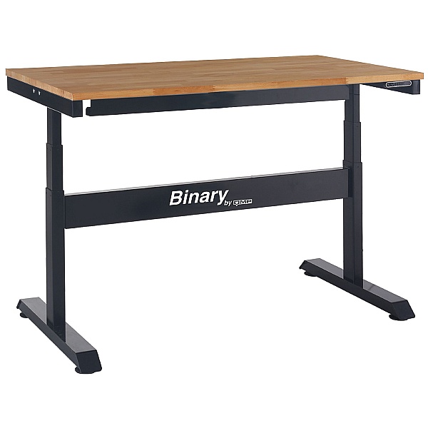 Binary Electric Height Adjustable Workbenches - Beech Worktop