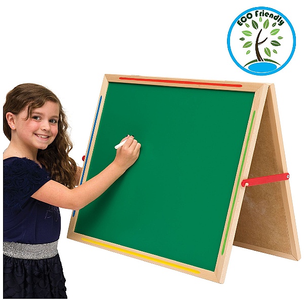 Little Acorns Solid Wood Share 'N' Write Desktop Whiteboard / Chalkboards