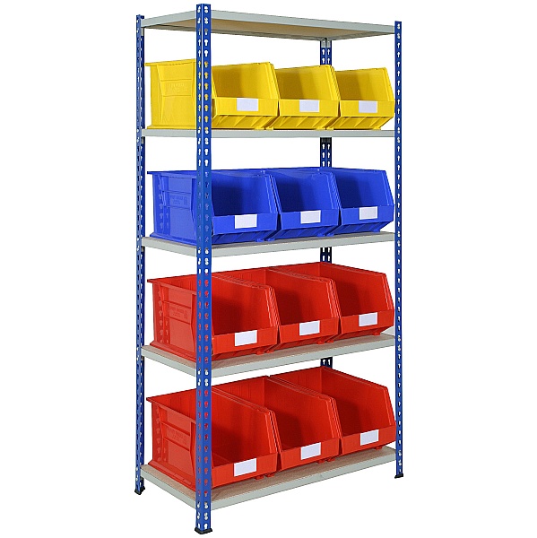 Rivet Shelving and Bin Kit with 12 Bins