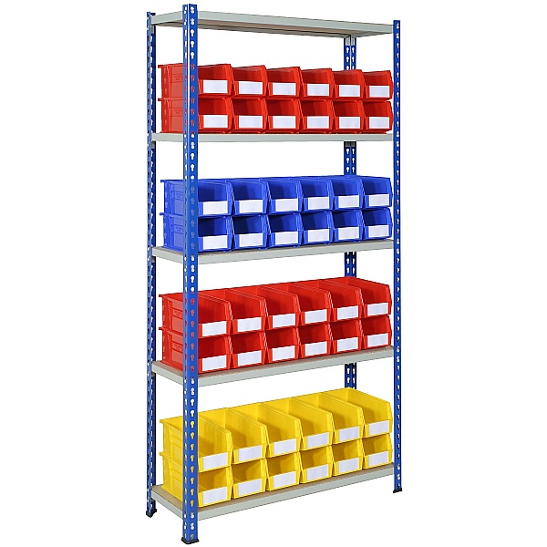 Rivet Shelving and Bin Kit with 48 Bins