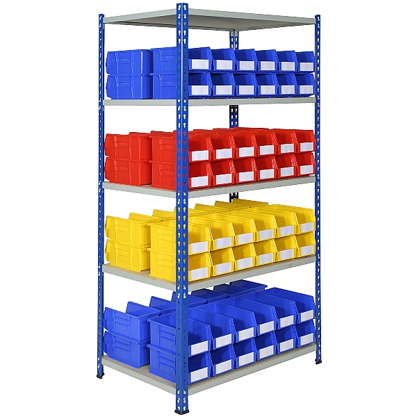 Rivet Shelving and Bin Kit with 96 Bins