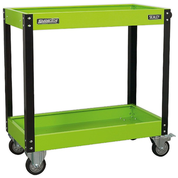 Sealey Heavy Duty Workshop Trolley - 2 levels - Hi-Vis Green