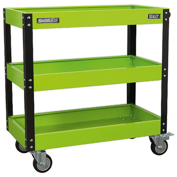 Sealey Heavy Duty Workshop Trolley - 3 Levels - Hi-Vis Green