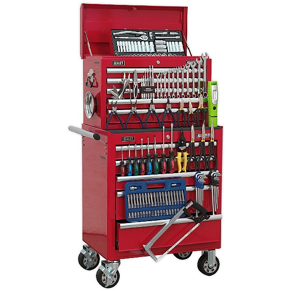 Sealey Red 10 Drawer Topchest & Rollcab Combination with 147pc Tool Kit