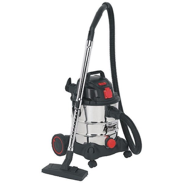 Sealey Stainless Steel Power Clean Wet & Dry Autostart Vacuums