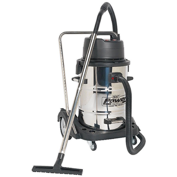 Sealey PC477 77L Vacuum Cleaner Industrial Wet & Dry Stainless Steel Drum