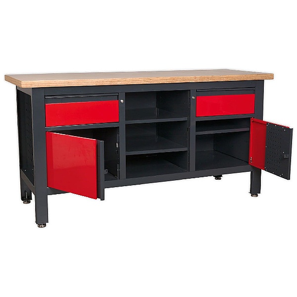 Sealey Workstation with 2 Drawers, 2 Cupboards & Open Storage