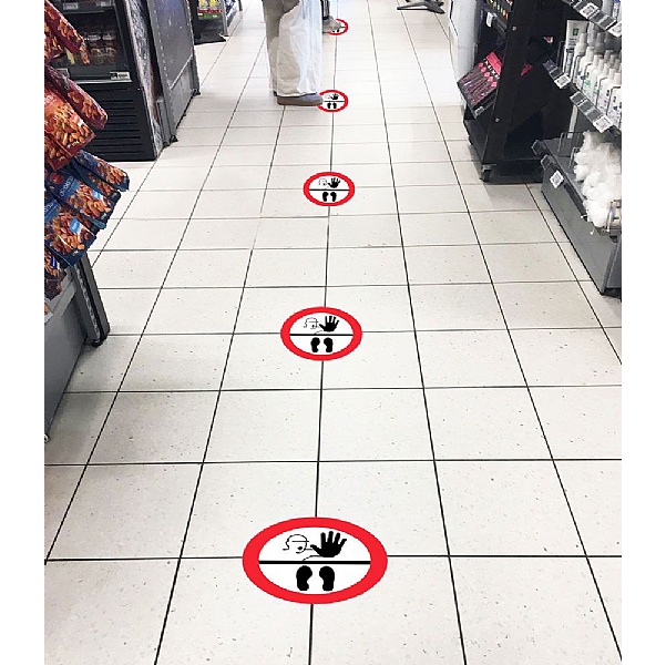 Safe Distance Floor Markers for Social Distancing With Illustration