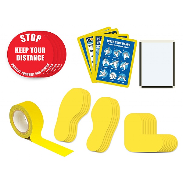Safe Distance Floor Markers for Social Distancing Kit G - Text: STOP Keep Your Distance
