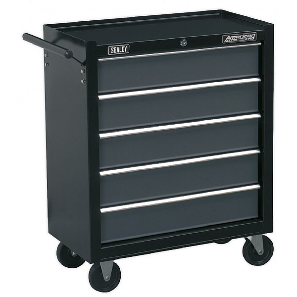 Sealey American Pro 5 Drawer Rollcab with Ball Bearing Slides - Black/Grey