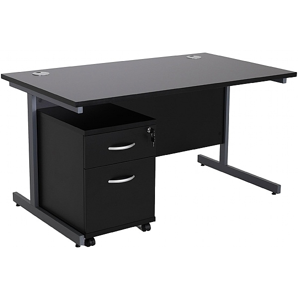 NEXT DAY Karbon K1 Rectangular Cantilever Office Desks with Under Desk