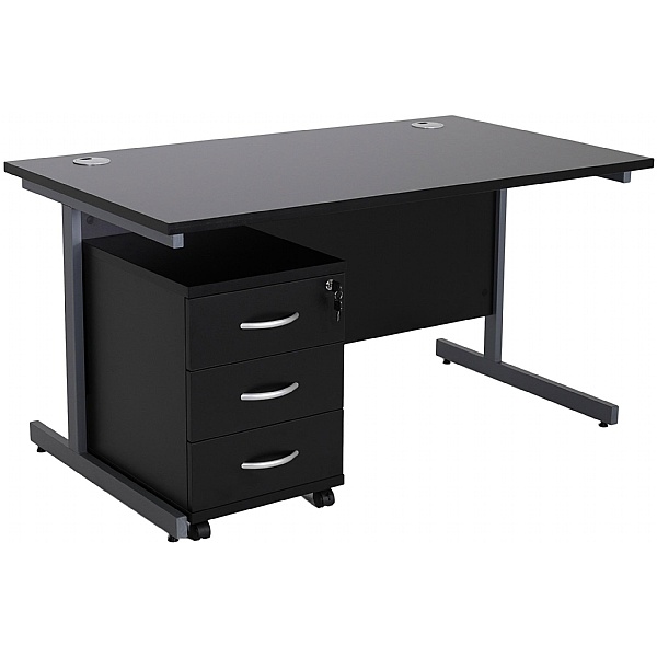NEXT DAY Karbon K1 Rectangular Cantilever Office Desks with Under Desk