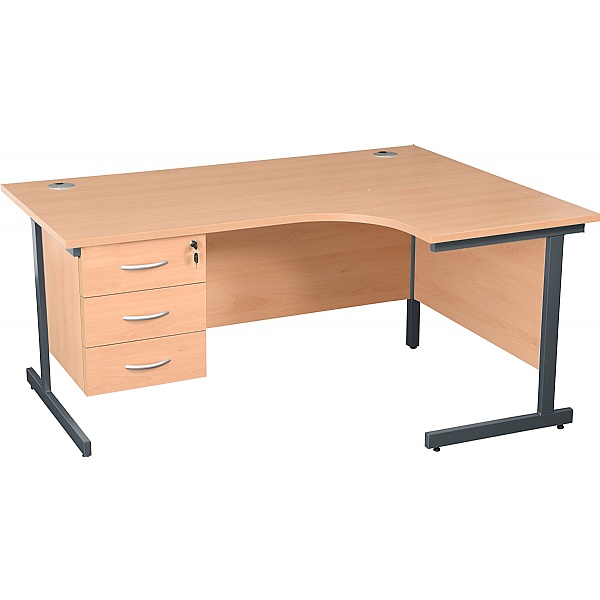 Karbon K1 Ergonomic Cantilever Office Desks With Fixed Pedestal