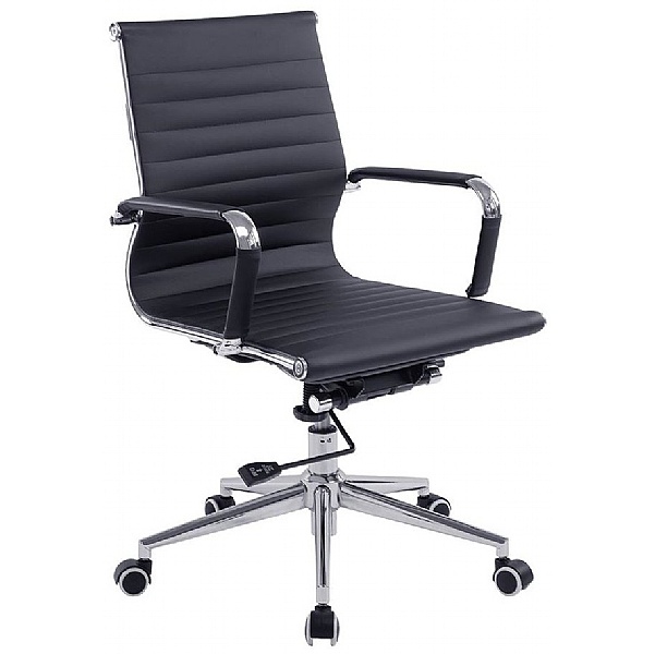 Reflex Black Leather Effect Swivel Chair