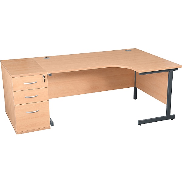 Karbon K1 Ergonomic Cantilever Office Desks With 800D Desk End Pedestal