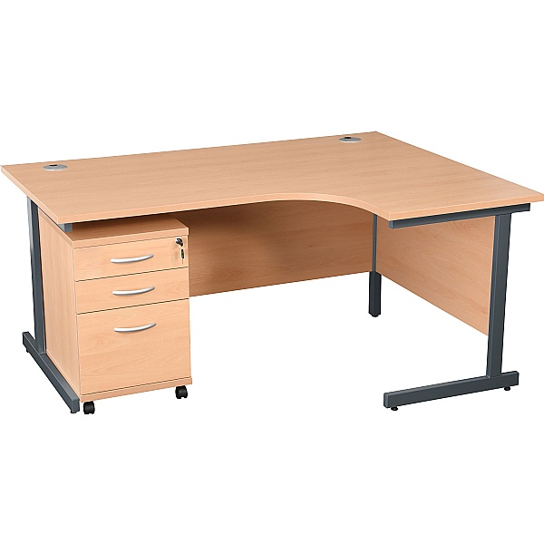 Karbon K1 Ergonomic Cantilever Office Desks With Tall Under Desk Pedestal