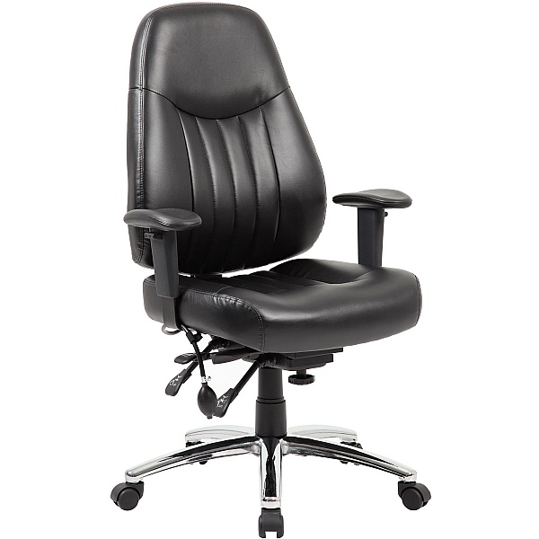 Alpha 24 Hour Black Leather Task Chairs