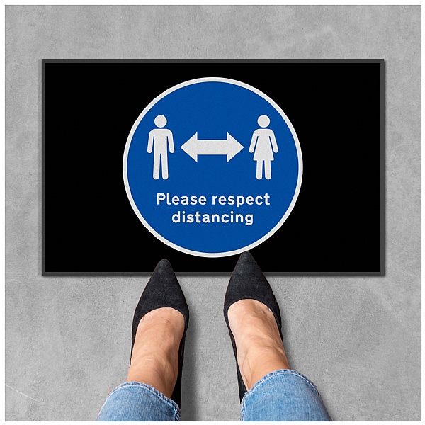 Coba Please Respect Distancing Landscape Floor Mat - Pack of 2