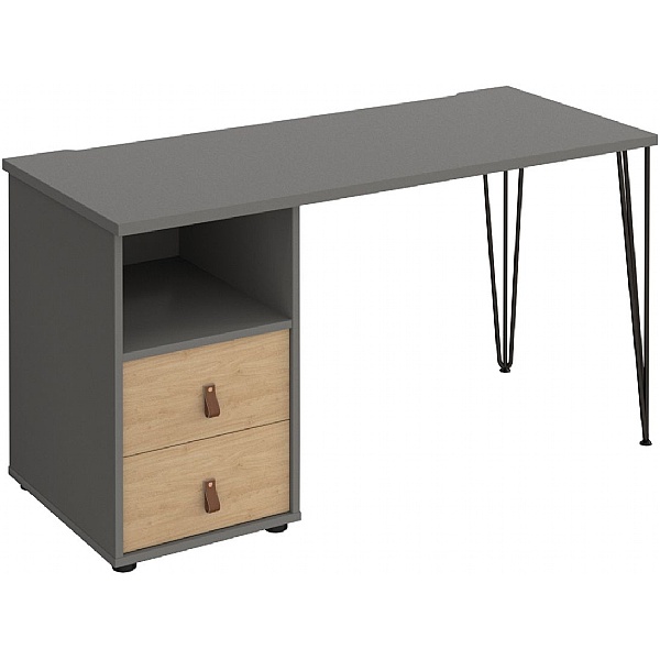 Flores Home Office Desk with Fixed 2 Drawer Pedestal