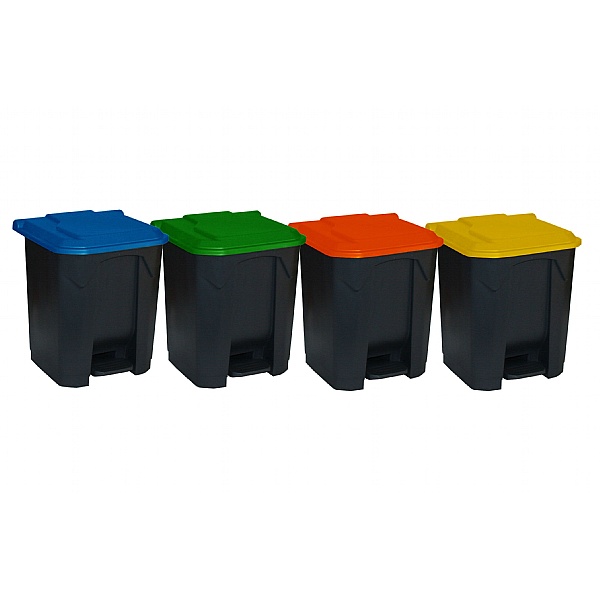 Hands Free Pedal Bins with Coloured Lids