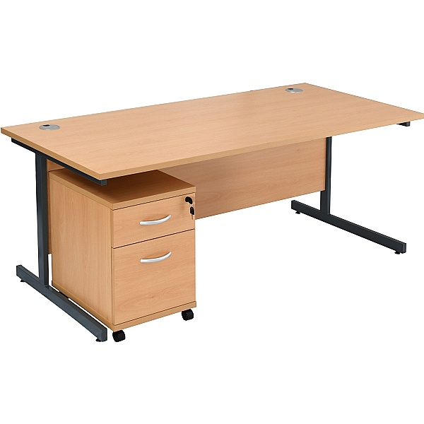 NEXT DAY Karbon K1 Rectangular Cantilever Office Desks with Under Desk