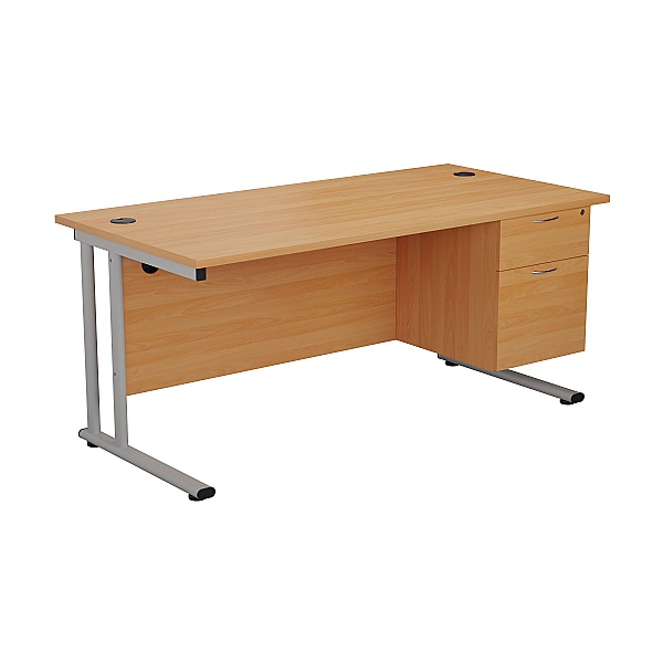 Commerce II Deluxe Rectangular Office Desks With Fixed Pedestal