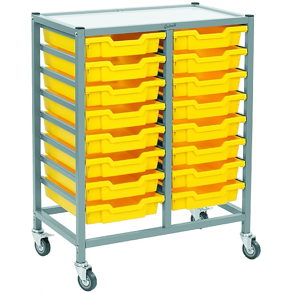 Gratnells Dynamis Collection Shallow Tray 2 Column Storage Trolley