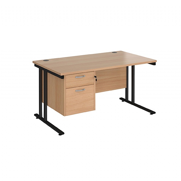 Stellar Rectangular Desks With Single Fixed Pedestal