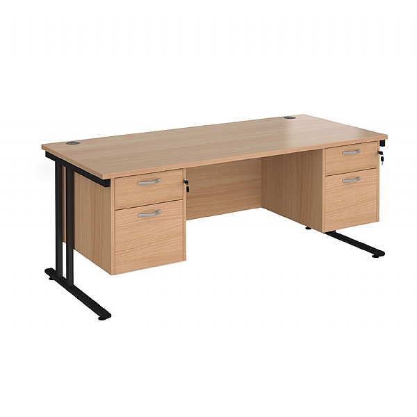 Stellar Rectangular Desks With Double Fixed Pedestal