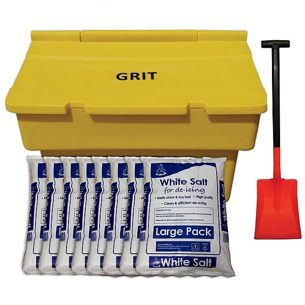 Stackable 200L Grit Bin, De-Icing Salt & Shovel
