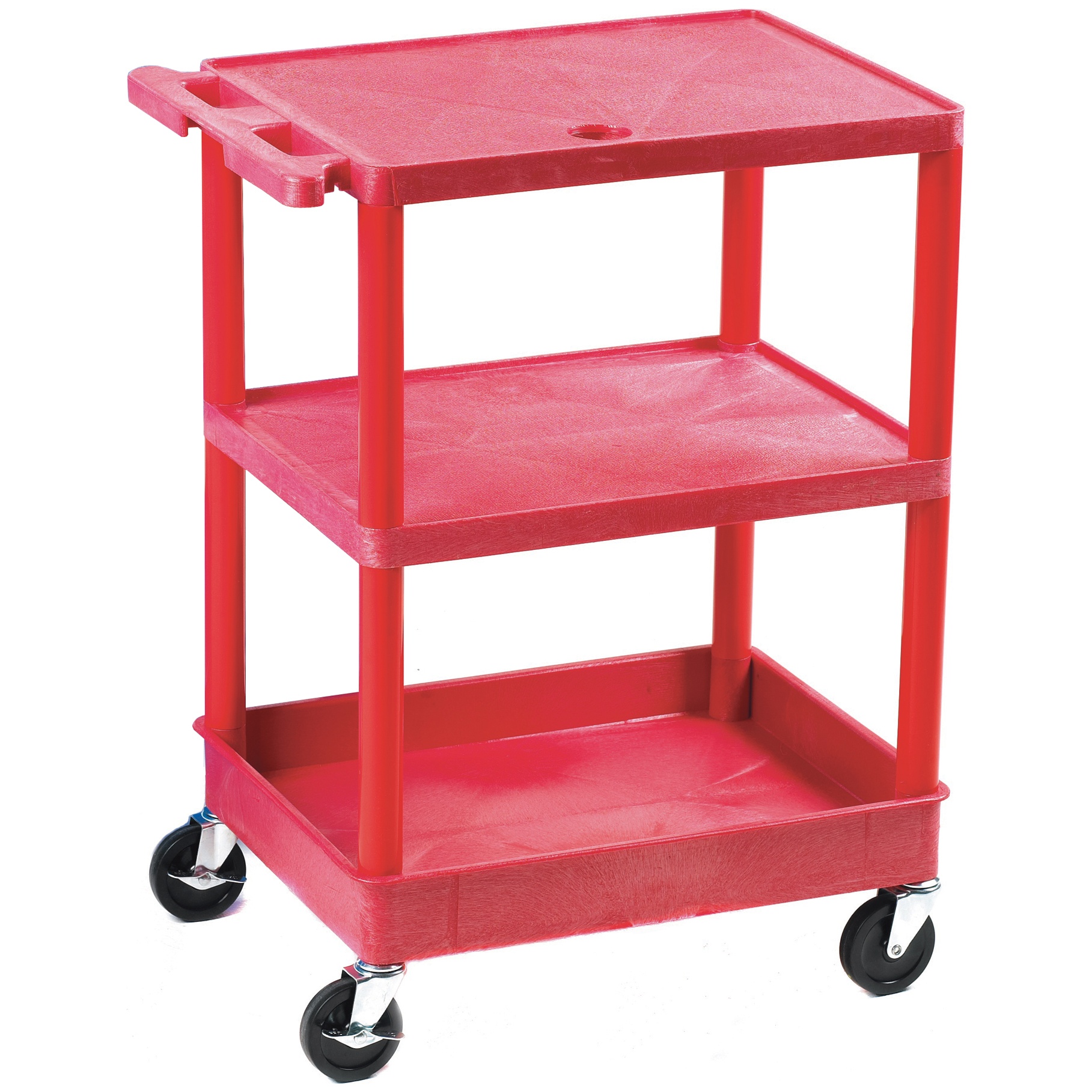 3 Shelf Service Trolleys With Coloured Legs and Shelves Standard