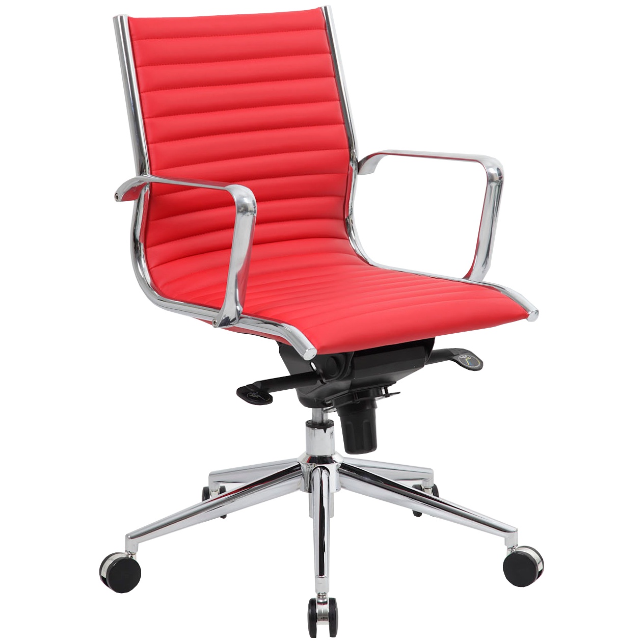 Abbey Medium Back Red Leather Office, Red Leather Computer Chair