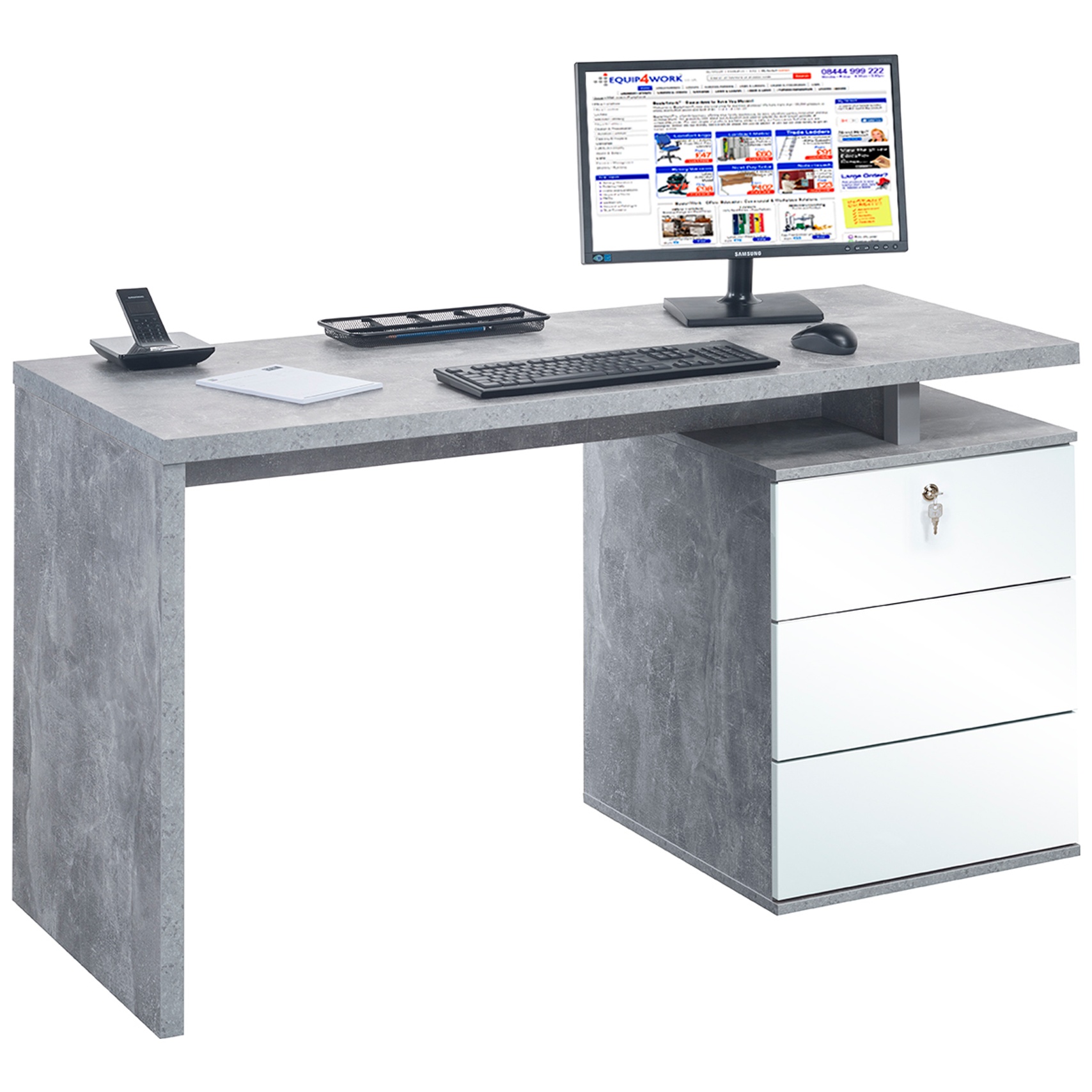 Vesta Concrete Grey Laptop Desk Home Computer Desks