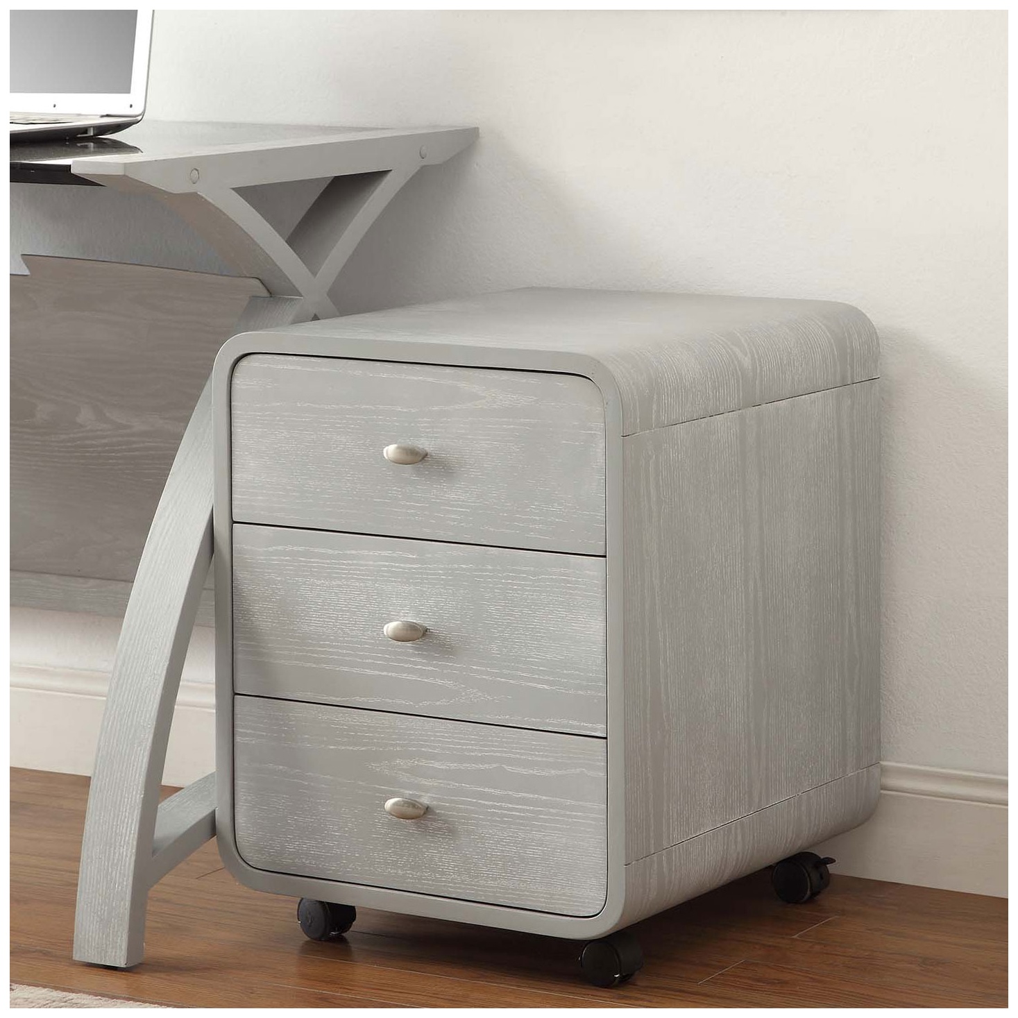 Spectrum Grey Real Wood Veneer Pedestal Drawer Pedestals