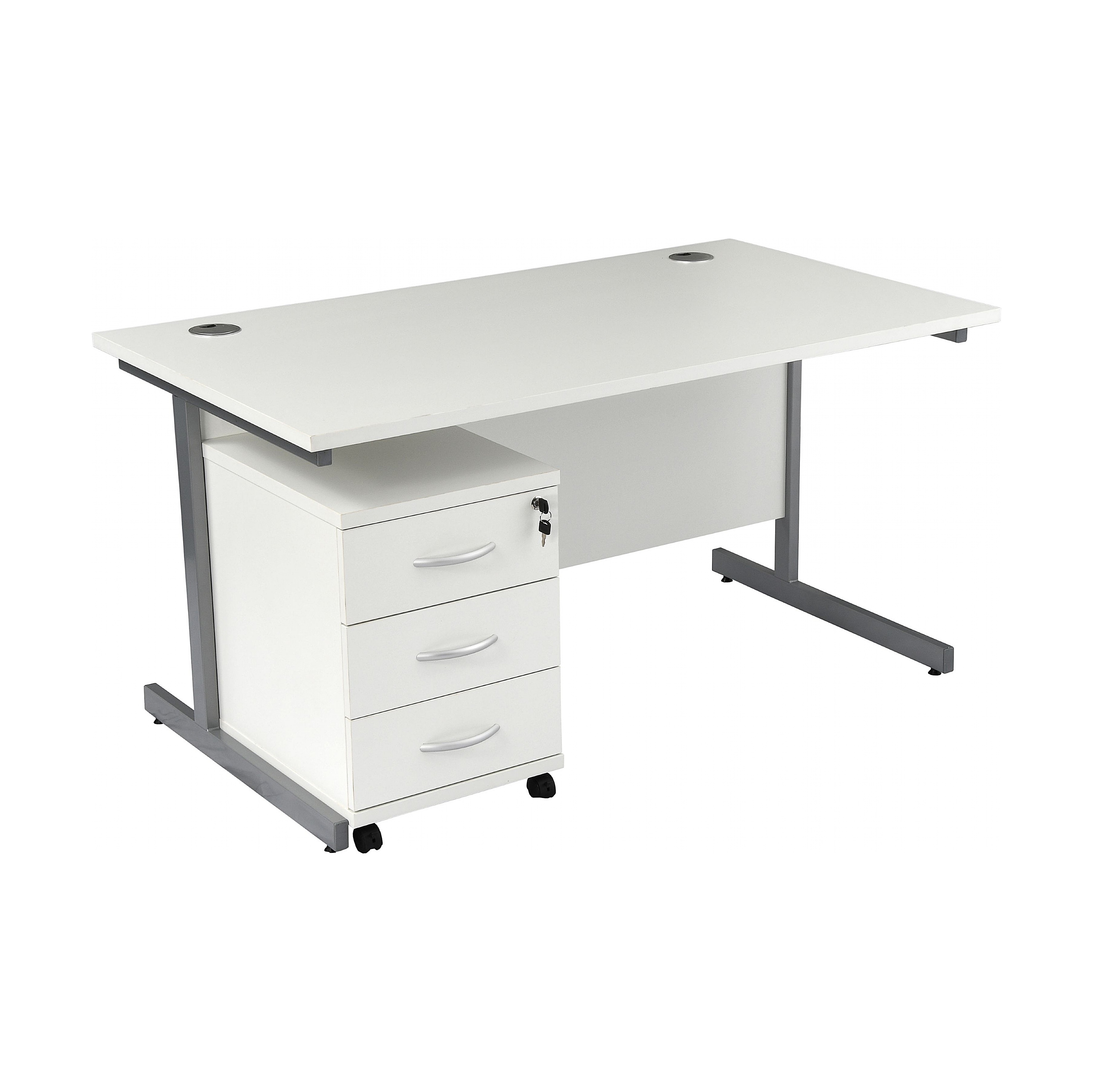 NEXT DAY Karbon K1 Rectangular Cantilever Office Desks with Under Desk