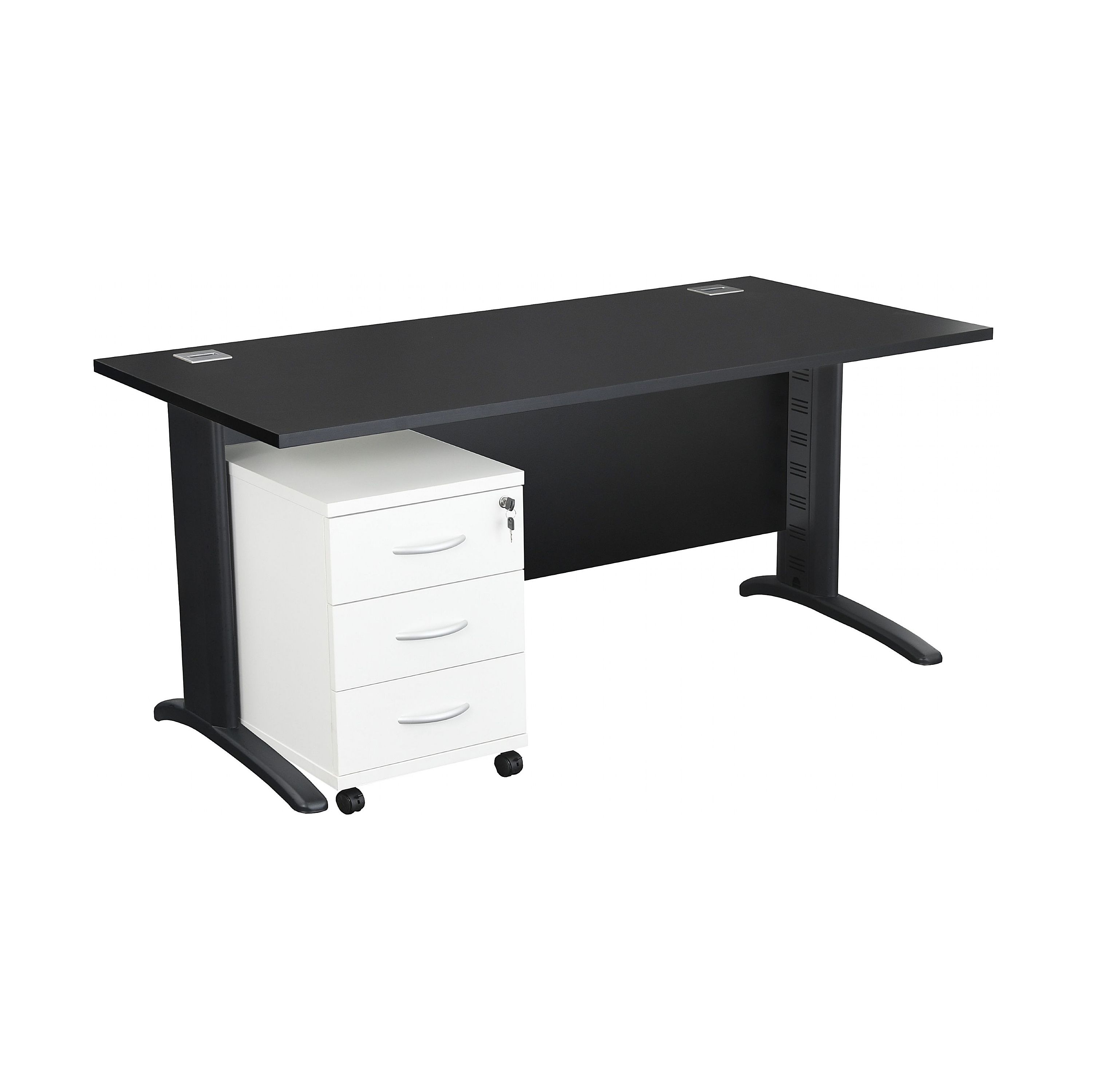 Karbon K5 Rectangular IT Desks With Wooden Mobile Pedestal