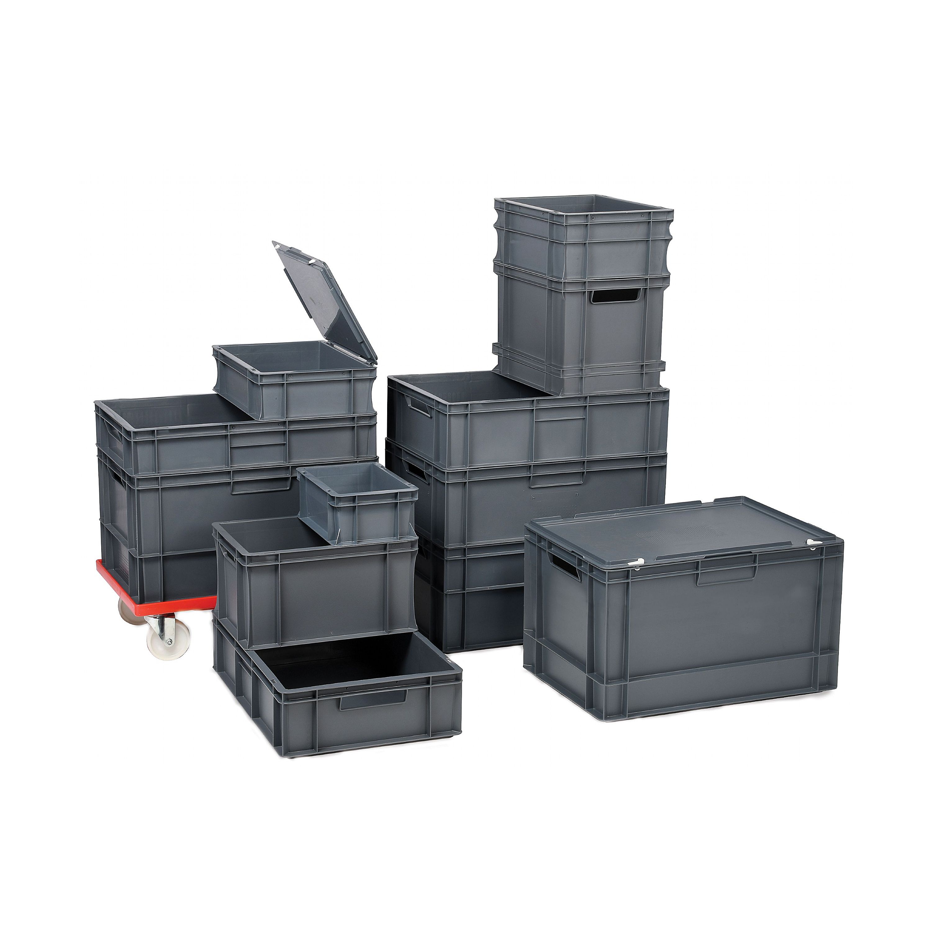 Euro Container 40x30x28,5 With Lid Stacking Containers 400x300x285 Lagerbox STACKING 
