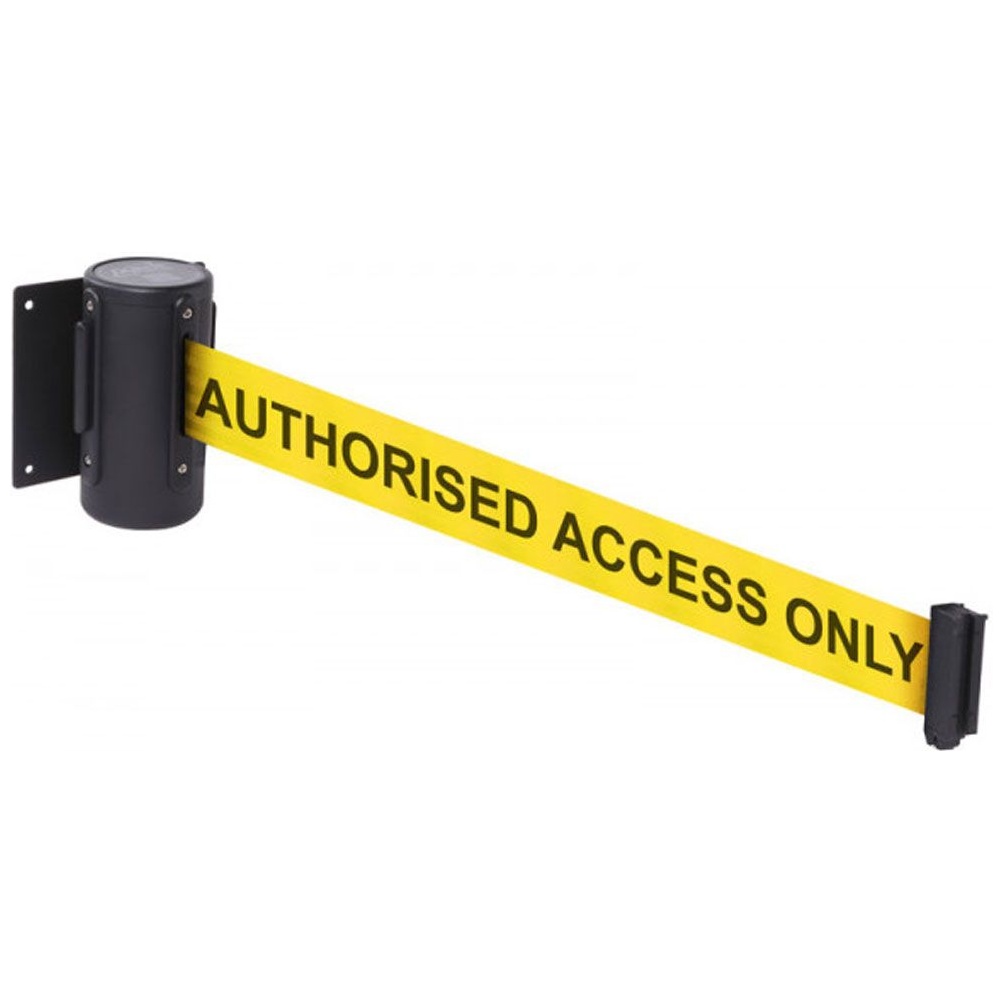 Wall Mounted Retractable Barrier With Text Retractable Belt Barriers