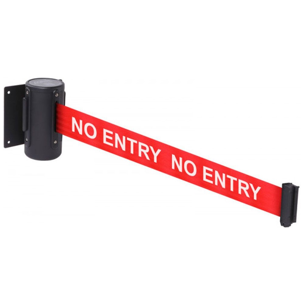 Wall Mounted Retractable Barrier With Text Retractable Belt Barriers