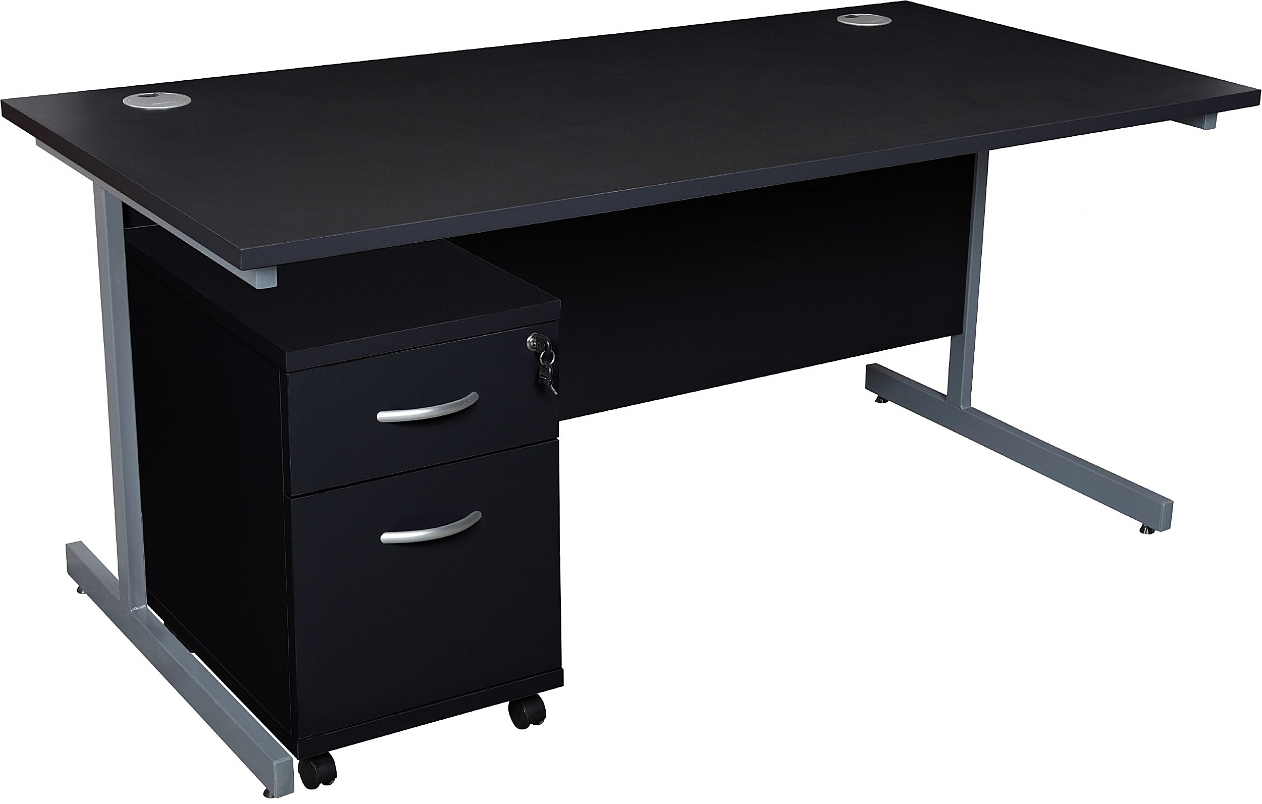 NEXT DAY Karbon K1 Rectangular Cantilever Office Desks with Under Desk Mobile Pedestal